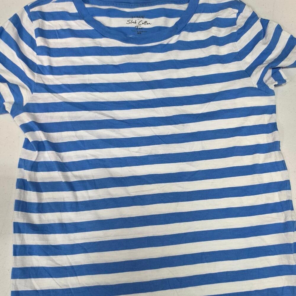 Jcrew bluewhite striped cotton t shirt